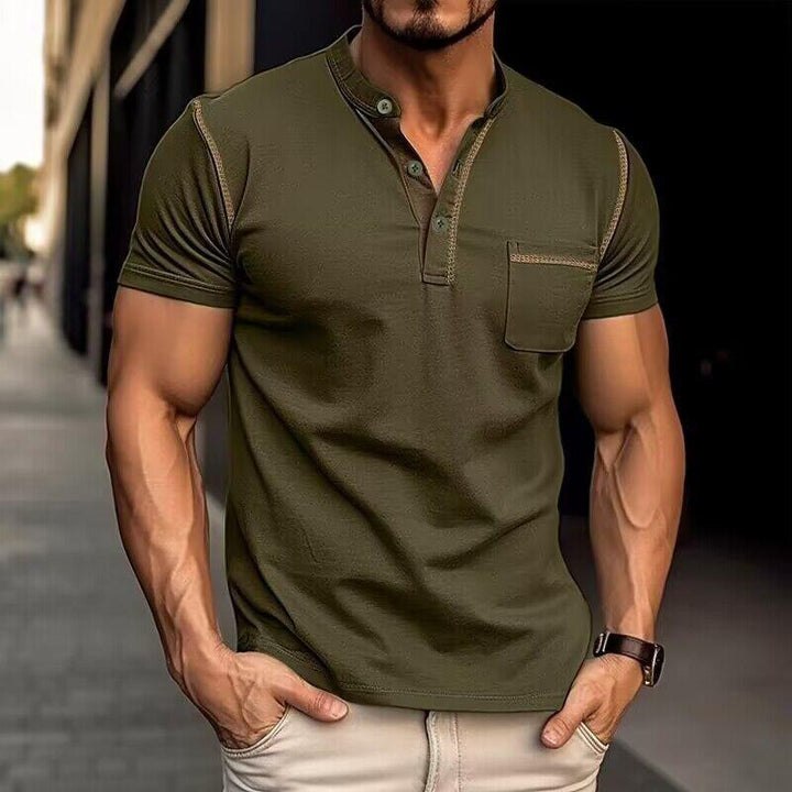 Leroi | Polo colorblock avec col Henley pour hommes
