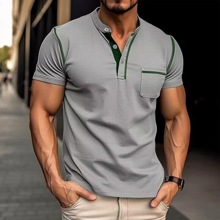 Leroi | Polo colorblock avec col Henley pour hommes