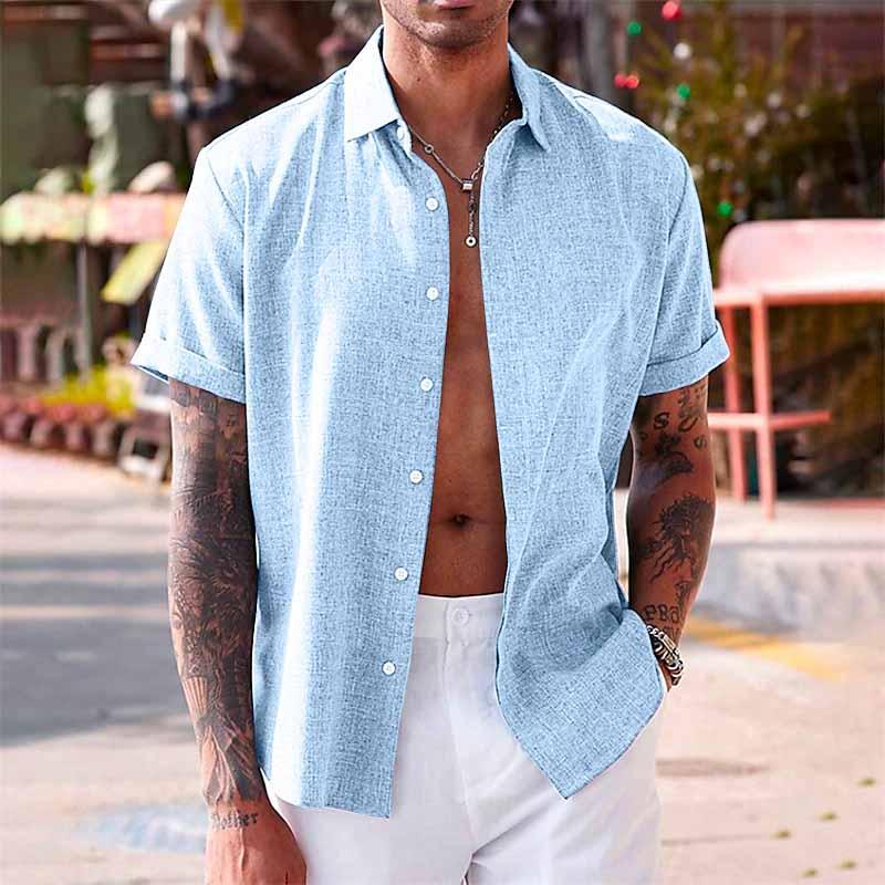 Melchior | Chemise col à revers en lin et coton pour hommes