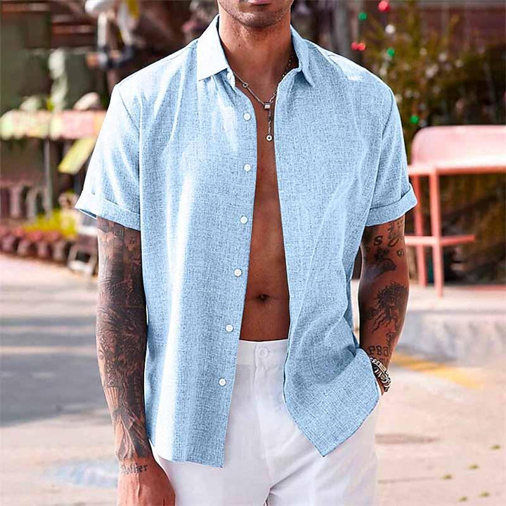 Melchior | Chemise col à revers en lin et coton pour hommes