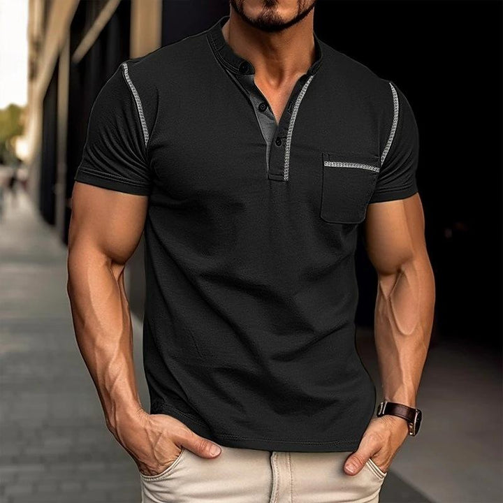 Leroi | Polo colorblock avec col Henley pour hommes
