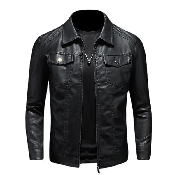 Tomas | Veste en cuir à col pour hommes