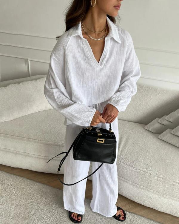 Manjula | Ensemble de loisirs chic : haut ample & pantalon bootcut