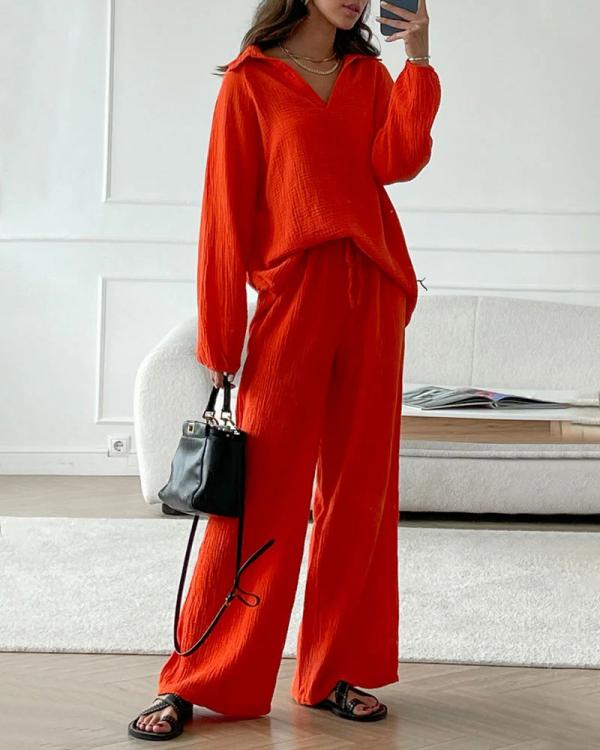 Manjula | Ensemble de loisirs chic : haut ample & pantalon bootcut