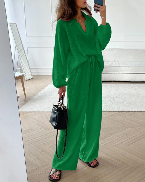 Manjula | Ensemble de loisirs chic : haut ample & pantalon bootcut