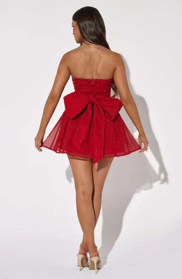 Gyneth | Robe Scintillante avec Grand Nœud pour Femmes