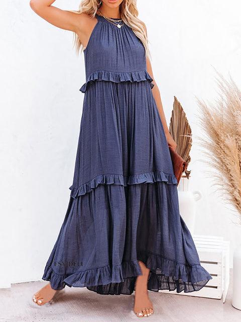 Jeltje | Longue robe unie grande taille pour femmes