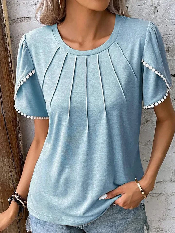 Annette - Blouse élégante plissée à manches courtes