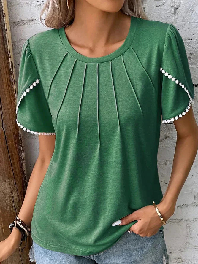 Annette - Blouse élégante plissée à manches courtes
