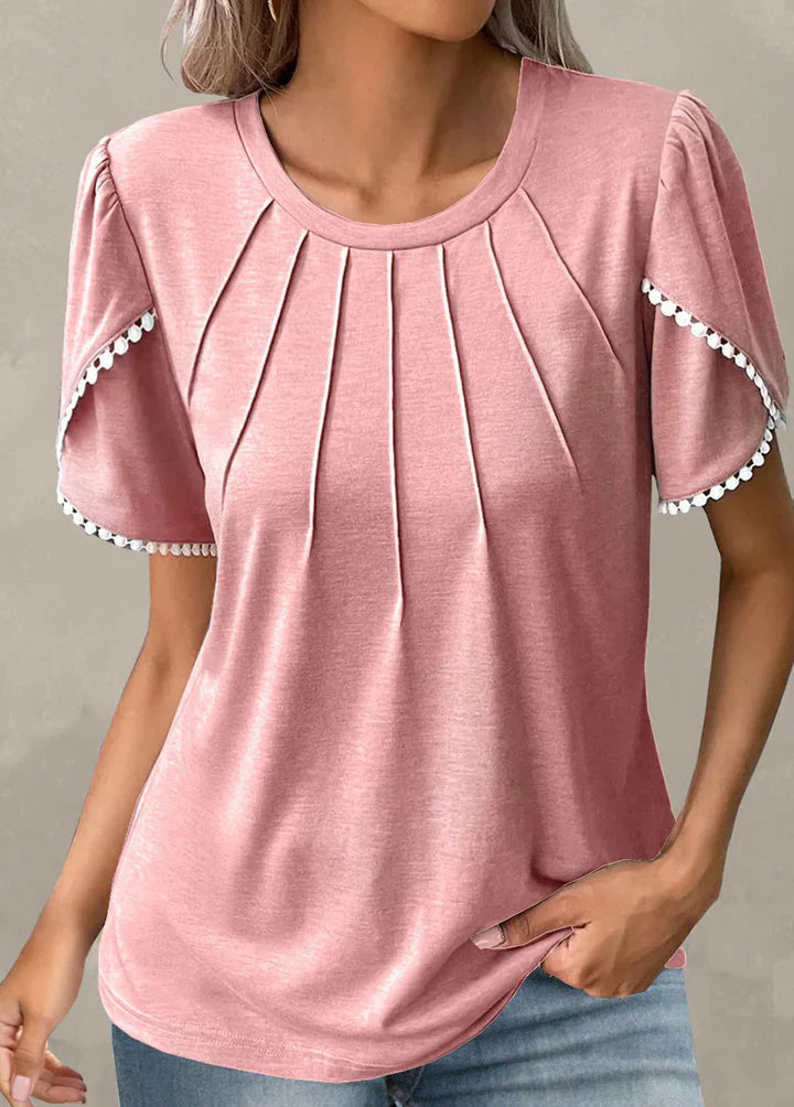Annette - Blouse élégante plissée à manches courtes