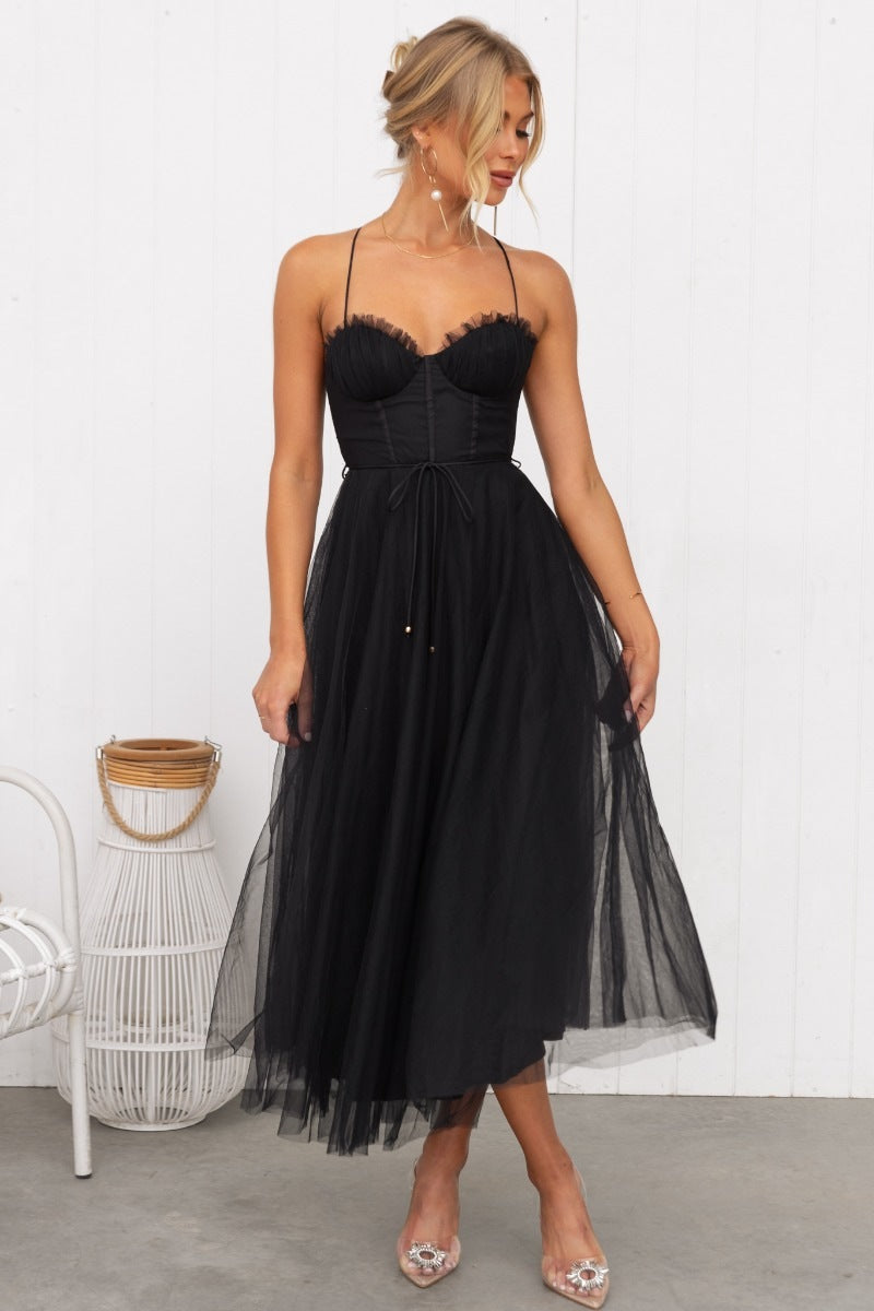 Vivian | Moderne Princesse Mousseline Jarretelles Fête Maxi Robe