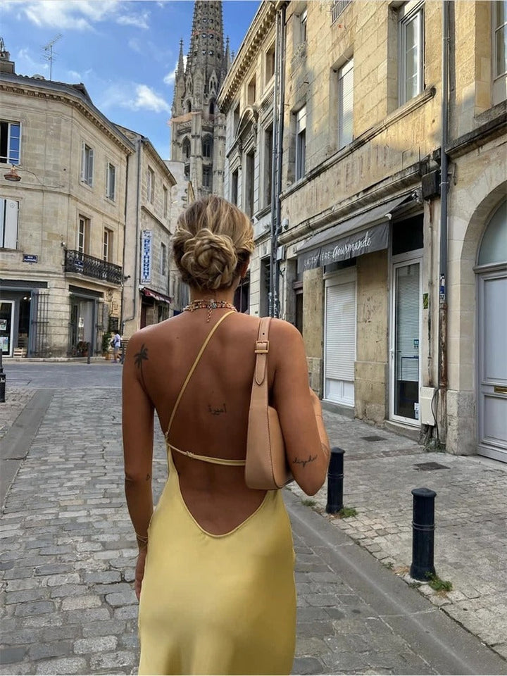 Pone | Robe midi jaune élégante