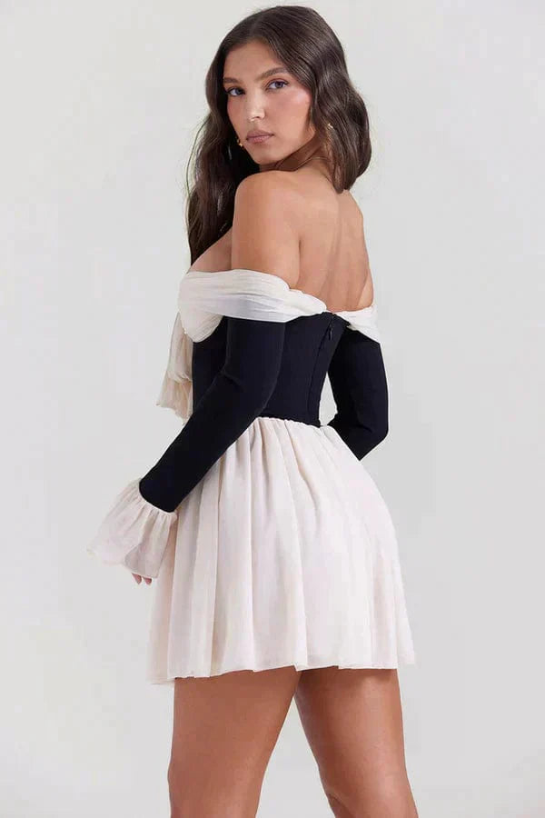 Elita | Robe épaule dénudée bicolore pour femmes