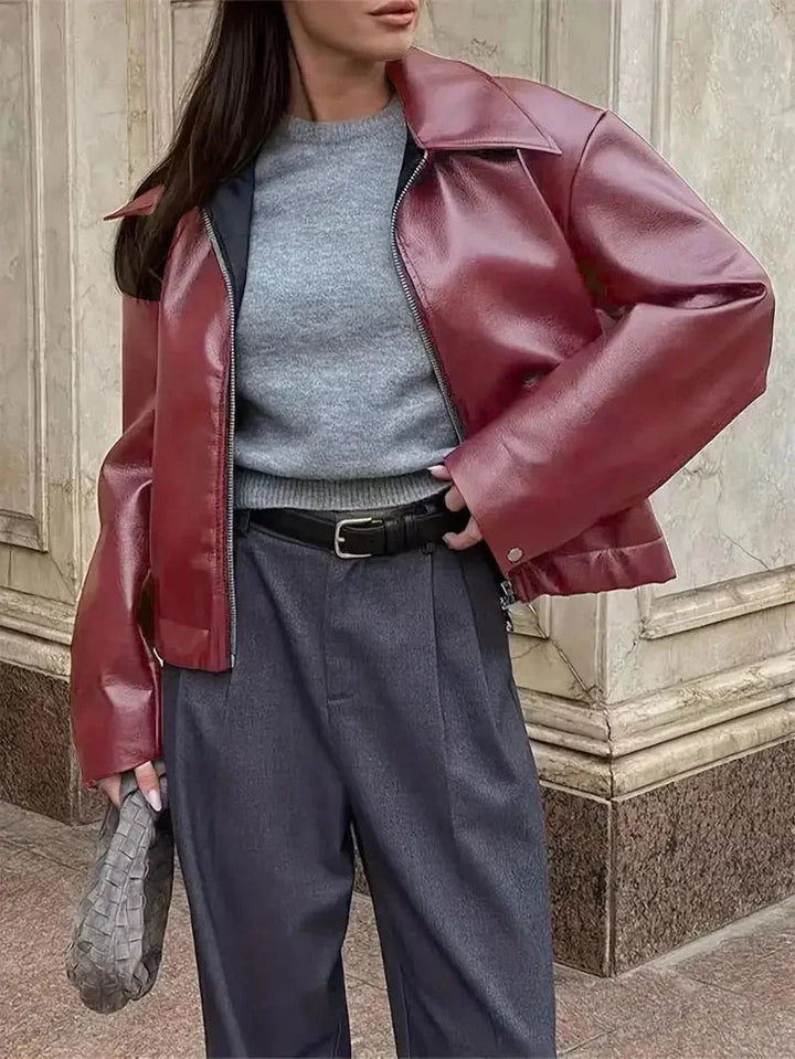 Hera - Veste Bomber Classique Décontractée en Cuir