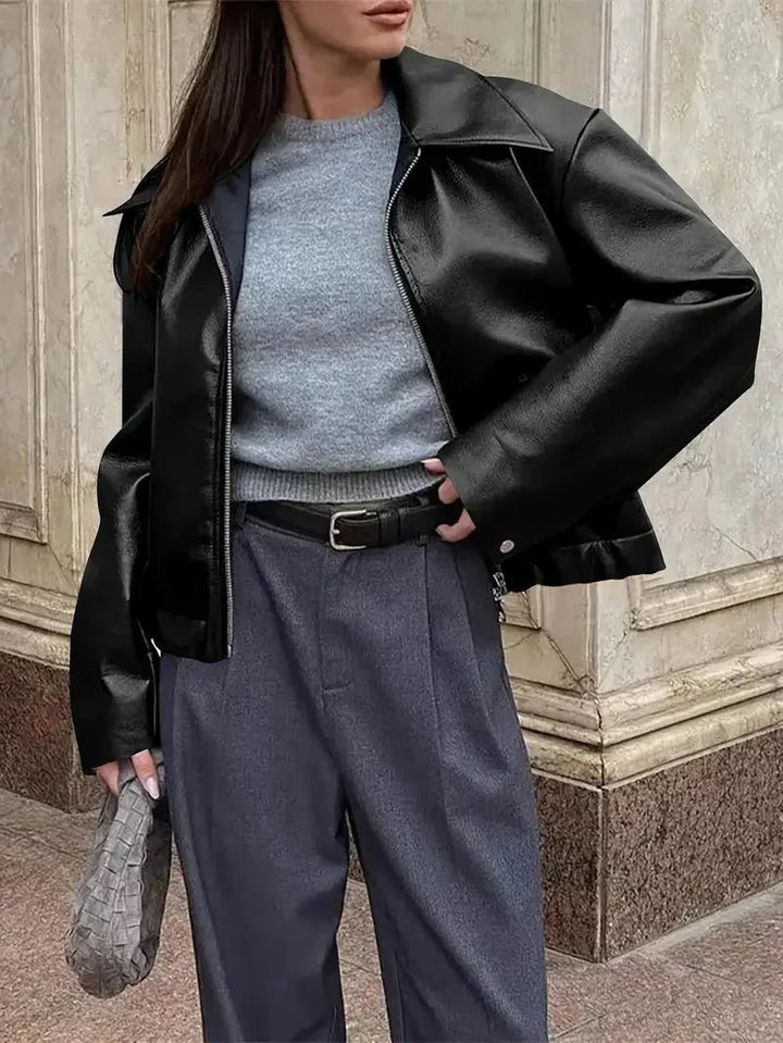 Hera - Veste Bomber Classique Décontractée en Cuir