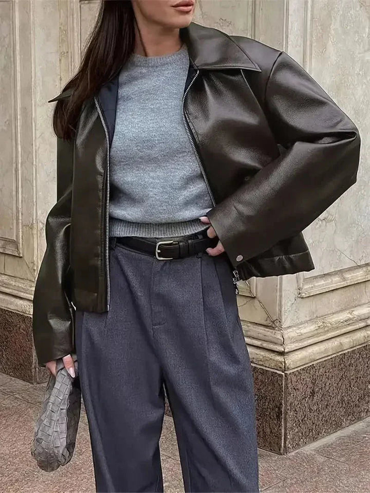 Hera - Veste Bomber Classique Décontractée en Cuir