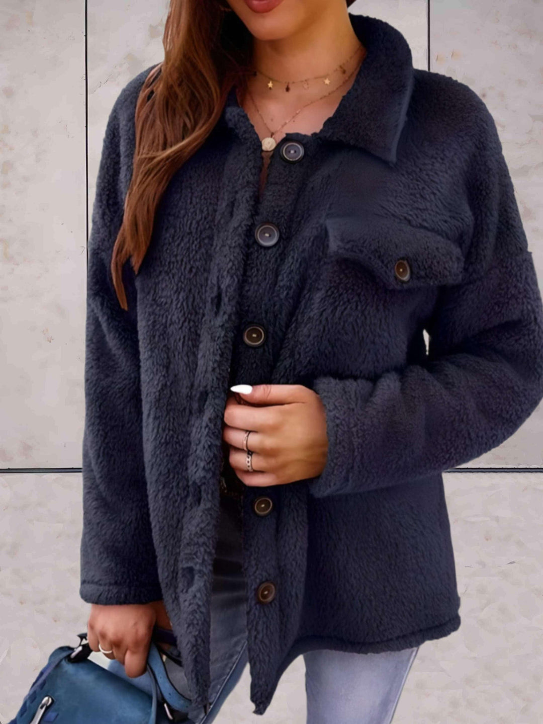 Vada - Veste chaude en polaire avec boutons cosy