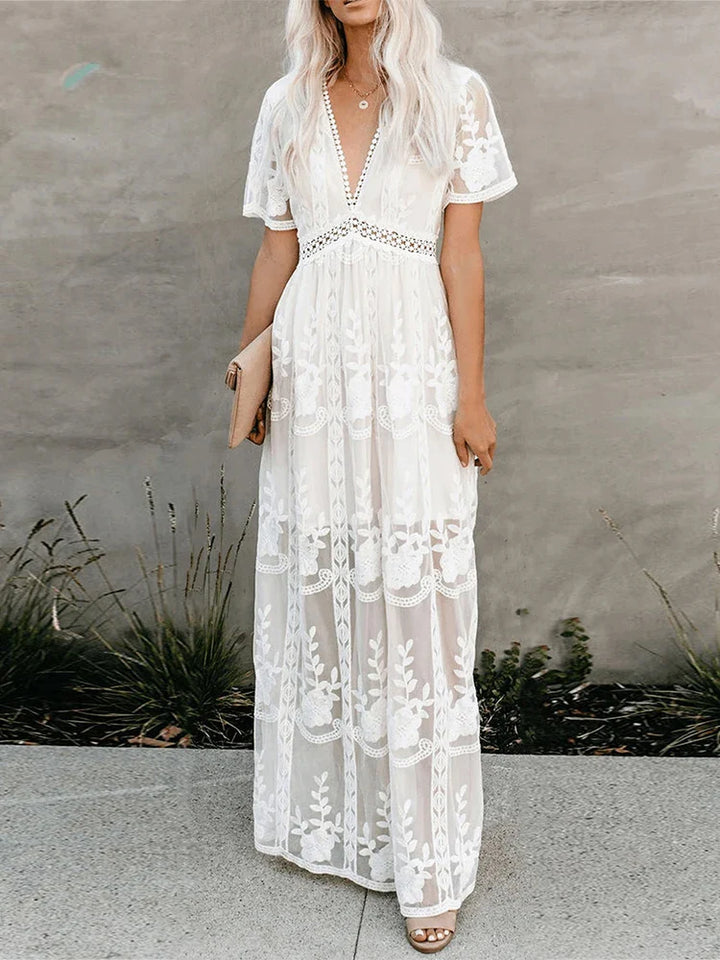 Femme Blanche Maxi Robe de plage – Taline